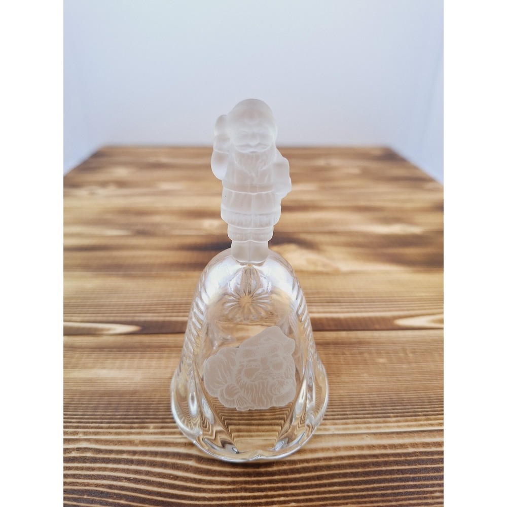Glass Santa bell, Santa handle is frosted glass the bell has frosted‎ Santa Side